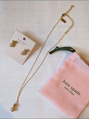 Kate Spade Gold Pineapple Necklace & Earrings Set